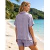image:imageFlygo Womens Casual 2 Piece Outfits Cotton Linen Sets Button Down Oversized Shirt Shorts 2026 Pajama Lounge Beach SetLight Purple