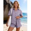 image:imageFlygo Womens Casual 2 Piece Outfits Cotton Linen Sets Button Down Oversized Shirt Shorts 2026 Pajama Lounge Beach SetLight Purple