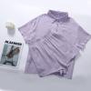 image:imageFlygo Womens Casual 2 Piece Outfits Cotton Linen Sets Button Down Oversized Shirt Shorts 2026 Pajama Lounge Beach SetLight Purple