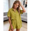 image:imageFlygo Womens Casual 2 Piece Outfits Cotton Linen Sets Button Down Oversized Shirt Shorts 2026 Pajama Lounge Beach SetYellow