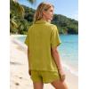 image:imageFlygo Womens Casual 2 Piece Outfits Cotton Linen Sets Button Down Oversized Shirt Shorts 2026 Pajama Lounge Beach SetYellow