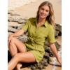image:imageFlygo Womens Casual 2 Piece Outfits Cotton Linen Sets Button Down Oversized Shirt Shorts 2026 Pajama Lounge Beach SetYellow