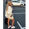 image:imageFlygo Womens Casual Jackets Cropped Trench Coat Contrast Collar Button Down Loose 2026 Spring Fall JacketBeige