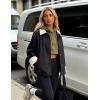 image:imageFlygo Womens Casual Jackets Cropped Trench Coat Contrast Collar Button Down Loose 2026 Spring Fall JacketBlack