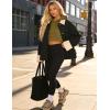 image:imageFlygo Womens Casual Jackets Cropped Trench Coat Contrast Collar Button Down Loose 2026 Spring Fall JacketBlack
