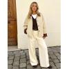 image:imageFlygo Womens Casual Jackets Cropped Trench Coat Contrast Collar Button Down Loose 2026 Spring Fall JacketKhaki