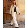 image:imageFlygo Womens Casual Jackets Cropped Trench Coat Contrast Collar Button Down Loose 2026 Spring Fall JacketKhaki