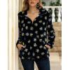 image:imageFlygo Womens Long Sleeve 14 Zipper Sherpa Sweatshirt Floral Print Fleece Pullover Outwear CoatBlack