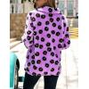image:imageFlygo Womens Long Sleeve 14 Zipper Sherpa Sweatshirt Floral Print Fleece Pullover Outwear CoatPurple