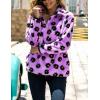image:imageFlygo Womens Long Sleeve 14 Zipper Sherpa Sweatshirt Floral Print Fleece Pullover Outwear CoatPurple