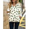 image:imageFlygo Womens Long Sleeve 14 Zipper Sherpa Sweatshirt Floral Print Fleece Pullover Outwear CoatWhite  Green