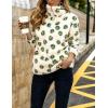image:imageFlygo Womens Long Sleeve 14 Zipper Sherpa Sweatshirt Floral Print Fleece Pullover Outwear CoatWhite  Green