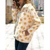 image:imageFlygo Womens Long Sleeve 14 Zipper Sherpa Sweatshirt Floral Print Fleece Pullover Outwear CoatWhite  Yellow