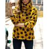 image:imageFlygo Womens Long Sleeve 14 Zipper Sherpa Sweatshirt Floral Print Fleece Pullover Outwear CoatYellow