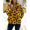 image:imageFlygo Womens Long Sleeve 14 Zipper Sherpa Sweatshirt Floral Print Fleece Pullover Outwear CoatYellow