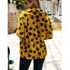 image:imageFlygo Womens Long Sleeve 14 Zipper Sherpa Sweatshirt Floral Print Fleece Pullover Outwear CoatYellow