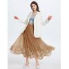 image:imageFlygo Womens Maxi Tulle Skirt Long Tiered A Line Mesh Tutu Fairy High Elastic Waist Pleated Layered SkirtsKhaki