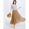image:imageFlygo Womens Maxi Tulle Skirt Long Tiered A Line Mesh Tutu Fairy High Elastic Waist Pleated Layered SkirtsKhaki