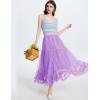 image:imageFlygo Womens Maxi Tulle Skirt Long Tiered A Line Mesh Tutu Fairy High Elastic Waist Pleated Layered SkirtsLightpurple