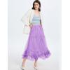 image:imageFlygo Womens Maxi Tulle Skirt Long Tiered A Line Mesh Tutu Fairy High Elastic Waist Pleated Layered SkirtsLightpurple