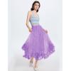 image:imageFlygo Womens Maxi Tulle Skirt Long Tiered A Line Mesh Tutu Fairy High Elastic Waist Pleated Layered SkirtsLightpurple