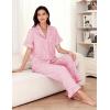 image:imageFlygo Womens Plaid Pajamas Sets 2 Piece Cotton Pj Set Ruffled Sleeve Button Down Shirt Gingham Pants Lounge SetsPink
