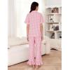 image:imageFlygo Womens Plaid Pajamas Sets 2 Piece Cotton Pj Set Ruffled Sleeve Button Down Shirt Gingham Pants Lounge SetsPink