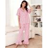 image:imageFlygo Womens Plaid Pajamas Sets 2 Piece Cotton Pj Set Ruffled Sleeve Button Down Shirt Gingham Pants Lounge SetsPink