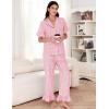 image:imageFlygo Womens Plaid Pajamas Sets 2 Piece Cotton Pj Set Ruffled Sleeve Button Down Shirt Gingham Pants Lounge SetsPink