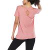 image:imageFlygo Womens Short Sleeve Yoga Tops Activewear Running Workouts TShirt Cross Back Small Watermelon Red