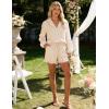 image:imageFlygo Womens Striped Ruffle Pajama Set Puff Sleeve Button Down Outfits Lounge Set 2 Piece Short Pants Pjs with PocketsBrown