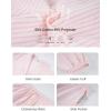 image:imageFlygo Womens Striped Ruffle Pajama Set Puff Sleeve Button Down Outfits Lounge Set 2 Piece Short Pants Pjs with PocketsPink