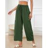image:imageFlygo Womens Wide Leg Pants High Waisted Palazzo Trousers Summer Beach Casual Loose Drawstring Harem Pants with PocketsArmy Green