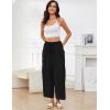 image:imageFlygo Womens Wide Leg Pants High Waisted Palazzo Trousers Summer Beach Casual Loose Drawstring Harem Pants with PocketsBlack