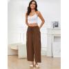 image:imageFlygo Womens Wide Leg Pants High Waisted Palazzo Trousers Summer Beach Casual Loose Drawstring Harem Pants with PocketsBrown