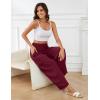 image:imageFlygo Womens Wide Leg Pants High Waisted Palazzo Trousers Summer Beach Casual Loose Drawstring Harem Pants with PocketsBurgundy