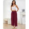 image:imageFlygo Womens Wide Leg Pants High Waisted Palazzo Trousers Summer Beach Casual Loose Drawstring Harem Pants with PocketsBurgundy