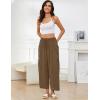 image:imageFlygo Womens Wide Leg Pants High Waisted Palazzo Trousers Summer Beach Casual Loose Drawstring Harem Pants with PocketsCoffee