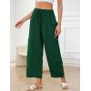 image:imageFlygo Womens Wide Leg Pants High Waisted Palazzo Trousers Summer Beach Casual Loose Drawstring Harem Pants with PocketsDark Green