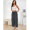 image:imageFlygo Womens Wide Leg Pants High Waisted Palazzo Trousers Summer Beach Casual Loose Drawstring Harem Pants with PocketsDark Grey