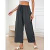 image:imageFlygo Womens Wide Leg Pants High Waisted Palazzo Trousers Summer Beach Casual Loose Drawstring Harem Pants with PocketsDark Grey