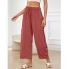 image:imageFlygo Womens Wide Leg Pants High Waisted Palazzo Trousers Summer Beach Casual Loose Drawstring Harem Pants with PocketsDusty Rose