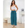 image:imageFlygo Womens Wide Leg Pants High Waisted Palazzo Trousers Summer Beach Casual Loose Drawstring Harem Pants with PocketsLake Blue