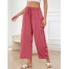 image:imageFlygo Womens Wide Leg Pants High Waisted Palazzo Trousers Summer Beach Casual Loose Drawstring Harem Pants with PocketsPink