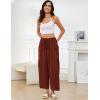 image:imageFlygo Womens Wide Leg Pants High Waisted Palazzo Trousers Summer Beach Casual Loose Drawstring Harem Pants with PocketsRust