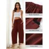 image:imageFlygo Womens Wide Leg Pants High Waisted Palazzo Trousers Summer Beach Casual Loose Drawstring Harem Pants with PocketsRust