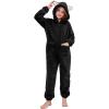 image:imageFlygo Girls Fleece Jumpsuits Fuzzy Hooded Onesie Rompers Kids Zip One Piece Romper Costume Warm Winter Clothes 514 YearsBlack