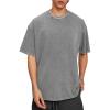 image:imageFlygo Mens 4 Pack Oversized TShirts Acid Wash Cotton Vintage Loose Fit Baggy Tees Summer Short Sleeve Basic Streetwear TopsGrey