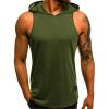 image:imageFlygo Mens Hooded Tank Tops Workout Sleeveless Shirt Muscle Stringer VestArmy Green