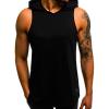 image:imageFlygo Mens Hooded Tank Tops Workout Sleeveless Shirt Muscle Stringer VestBlack